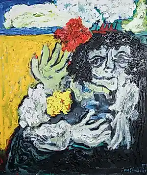 Jan Sierhuis - Groot schilderij - Olieverf op doek, Aan het strand kopen? Bied vanaf 1000!