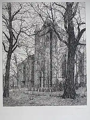 Gerrit Haverkamp - Pieterskerk Leiden - Ets kopen? Bied vanaf 75!