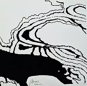 Geertjan van Oostende - fraaie monochrome zeefdruk - stroming 1 (uit serie van 4) - gesigneerd verkocht voor € 48!