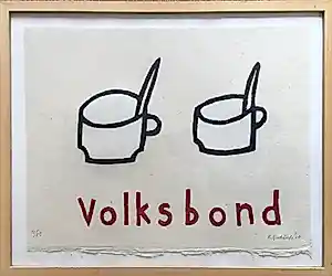 Klaas Gubbels - houtdruk ‘Volksbond’ - 2010- oplage 25 ex. - ingelijst. kopen? Bied vanaf 585!