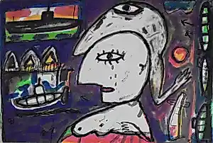 Dodog Soeseno - "Wipping away" Mens met dier.. kopen? Bied vanaf 40!