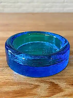 Holmegaard - Vintage blauw turquoise dik glazen vide-poche, 1980 kopen? Bied vanaf 20!