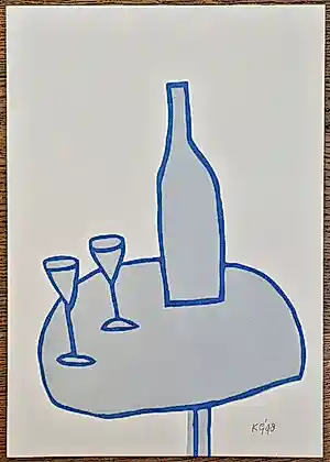 Klaas Gubbels - Stilleven- gemonogrammeerde linosnede kopen? Bied vanaf 225!