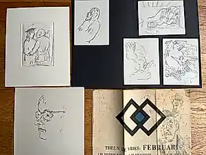 Aad de Haas - 7 ongesigneerde potlood schetsen kopen? Bied vanaf 150!
