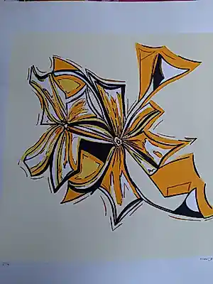 Maartje Wijngaarden - Zeefdruk, Yellow flower kopen? Bied vanaf 30!