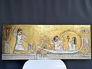 Marc D'Haenens - Uniek Egyptisch Reliëf Kunstwerk – 3D Wandpaneel in Goud & Wit (Bladgoud-look) kopen? Bied vanaf 600!