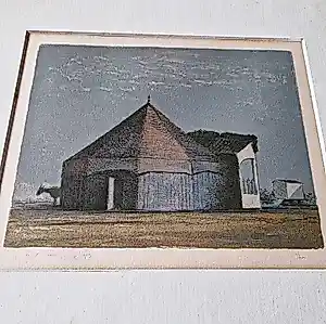 Mart Kempers - in 1979 gemaakte kleuren lithografie "Circustent" - bep oplage (60) kopen? Bied vanaf 48!