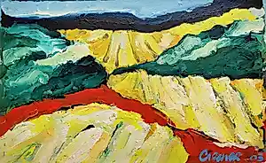 Jan Cremer - Toscaans landschap, olieverf op dik papier (mooi ingelijst, groot!) kopen? Bied vanaf 2995!