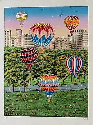 Francois Ledan - Lithographie "Ballooning over Central Park" kopen? Bied vanaf 250!