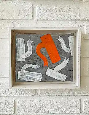 Klaas Gubbels - Compositie met oranje met witte ketels kopen? Bied vanaf 1100!