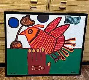 Corneille - Zeefdruk op doek gesigneerd Oiseau Libre Cobra - Ingelijst kopen? Bied vanaf 800!