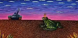 Dadara - Ingelijste zeefdruk: Frog kopen? Bied vanaf 99!