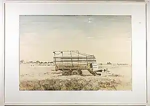 Jose Calsina - Pen/Aquarel, Hooiwagen - Ingelijst kopen? Bied vanaf 100!