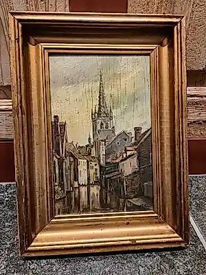 Anton Muller - Stadsgezicht met kerk en steeg kopen? Bied vanaf 35!