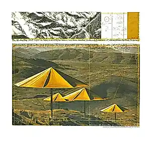 Christo - Kleurenzeefdruk YELLOW UMBRELLAS kopen? Bied vanaf 39!
