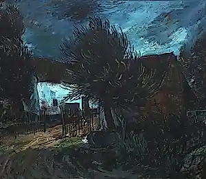 Charles Eyck - Ingelijste olieverf op doek: Huis bij onstuimige lucht kopen? Bied vanaf 2250!