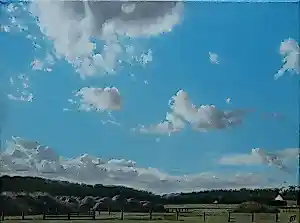 Daan de Jong - Olieverf op doek: Wolken boven het Waddeneiland Texel - 2004 kopen? Bied vanaf 499!