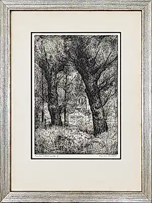 Romain Malfliet - Originele handgesgineerde ets ''Trompen (Waasmunster)'' - nr. 5/50 kopen? Bied vanaf 90!