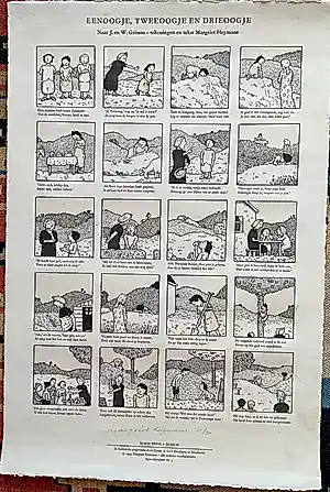 Margriet Heijmans - Litho , Eenoogje Tweeoogje en Drieoogje, naar Gebr. Grimm, gesigneerd kopen? Bied vanaf 20!
