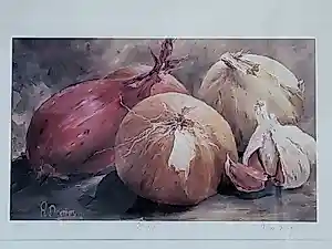 Anna Doedijns - Opus IX - Stilleven met uien en knoflook - Giclée & oil kopen? Bied vanaf 85!