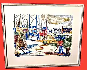 Tom Hops - Original Farblithografie von 1967 "Hafen" handsigniert - Griffelkunst Hamburg - kopen? Bied vanaf 140!