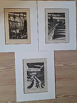 Andre van der Vossen - 3 houtsnede grafiek 1928 kopen? Bied vanaf 100!