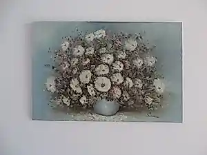 Eddy Samson - Groot Olieverfschilderij Bloemenboeket kopen? Bied vanaf 35!