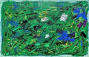 Andre van der Vossen - Abstracte compositie, olieverf op doek (zeer mooi ingelijst, groot) kopen? Bied vanaf 1395!