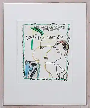 Dominique Chan - Krijttekening, (...) water - Ingelijst kopen? Bied vanaf 100!