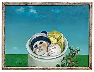 Herman Berserik - Ingelijste acrylverf op doek: 'Kop in pot' - 1980 kopen? Bied vanaf 2495!