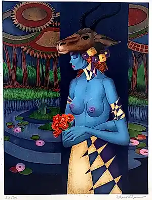 Jef van Tuerenhout - Antilope - Litho - Gesigneerd - 57x47 cm - 1999 verkocht voor € 90!