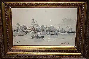 Salomon Leonardus Verveer - Gezicht op Lekkerkerk - tekening, rond 1850 kopen? Bied vanaf 125!