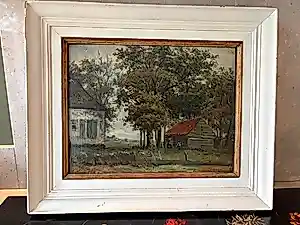 Jan Heppener - Landschap met schuur, figuren en bomen kopen? Bied vanaf 75!