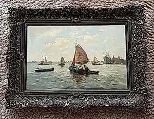 J. van Delden - Havengezicht met zeilschepen en stoomboot kopen? Bied vanaf 150!