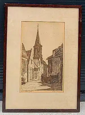 Jan Heesters - Ingelijste ets: Kerk Zandvoort kopen? Bied vanaf 39!