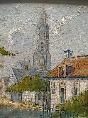 Karel van Seben - stadsgezicht van Rhenen met doorkijk op de Cuneratoren kopen? Bied vanaf 95!