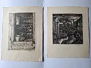 Alexander Gerhardus Dieperink - 2 Etsen, 2 gezichten en doorkijk in kamer. kopen? Bied vanaf 30!