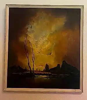 Leo Jordaens - Expressief landschap bij zonsondergang (olieverf op paneel) kopen? Bied vanaf 120!