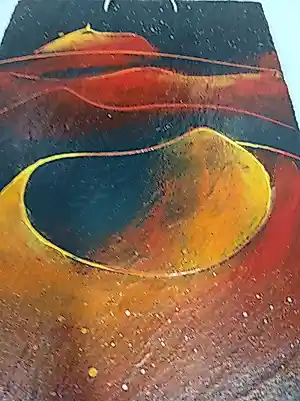 Lucie Llong - Origineel schilderij in gemengde technieken op leisteen – Gesigneerd verkocht voor € 35!
