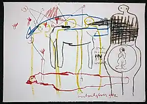 Anton Heyboer - Krijttekening, Compositie met figuren kopen? Bied vanaf 150!