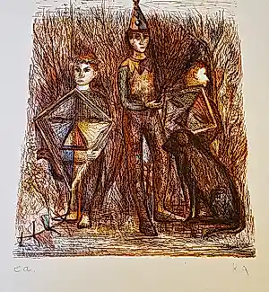 Kees Andrea - een epreuve d'artiste kleuren- Litho "harlekijnen met vliegers en hond" gesignrd kopen? Bied vanaf 39!