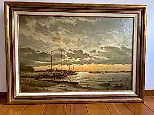 Herman Wijngaard - Havengezicht bij zonsondergang kopen? Bied vanaf 325!