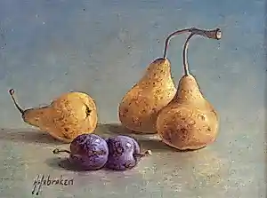 Hans Habraken - Stilleven met peren en pruimen kopen? Bied vanaf 375!