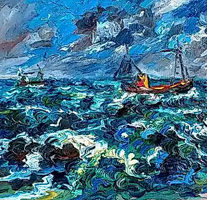 Jan Makkes - Zeegezicht, olieverf op doek (netjes ingelijst, groot) kopen? Bied vanaf 325!
