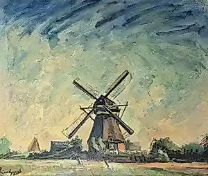Piet van Wijngaerdt - olie op doek - molen a/d polder, gesigneerd kopen? Bied vanaf 450!