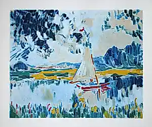 Maurice de Vlaminck - Voile sur un lac - 1973 - Tentoonstellingsaffiche vóór belettering - Moulot kopen? Bied vanaf 70!