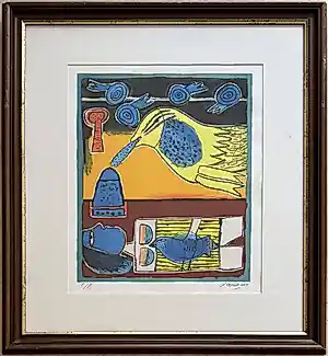 Corneille - Litho: 'Fantasie voorstelling met vrouw en vogels' (2009) kopen? Bied vanaf 335!