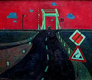Dirk Breed - Ingelijste olieverf op doek: 'Klapbrug' (Waverbrug, Waverveen) kopen? Bied vanaf 1495!