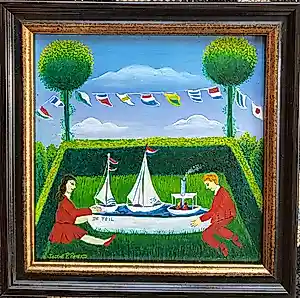 Josche Roverts - Schilderij olieverf, Spelevaren, gesigneerd kopen? Bied vanaf 50!