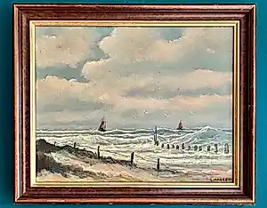 Gerrit Marre - Gesigneerd zeegezicht met zeilboten en duinlandschap kopen? Bied vanaf 60!